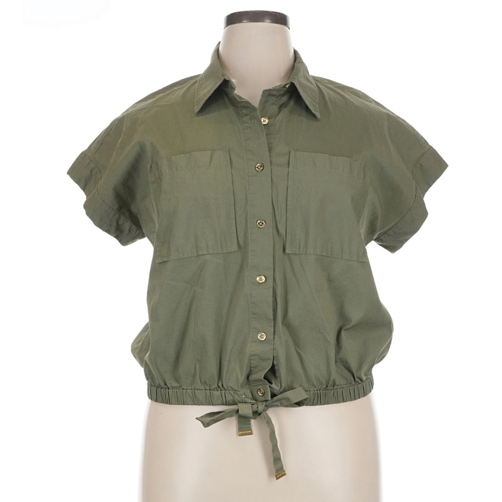 Michael Kors Olive Green Short Sleeve Blouse